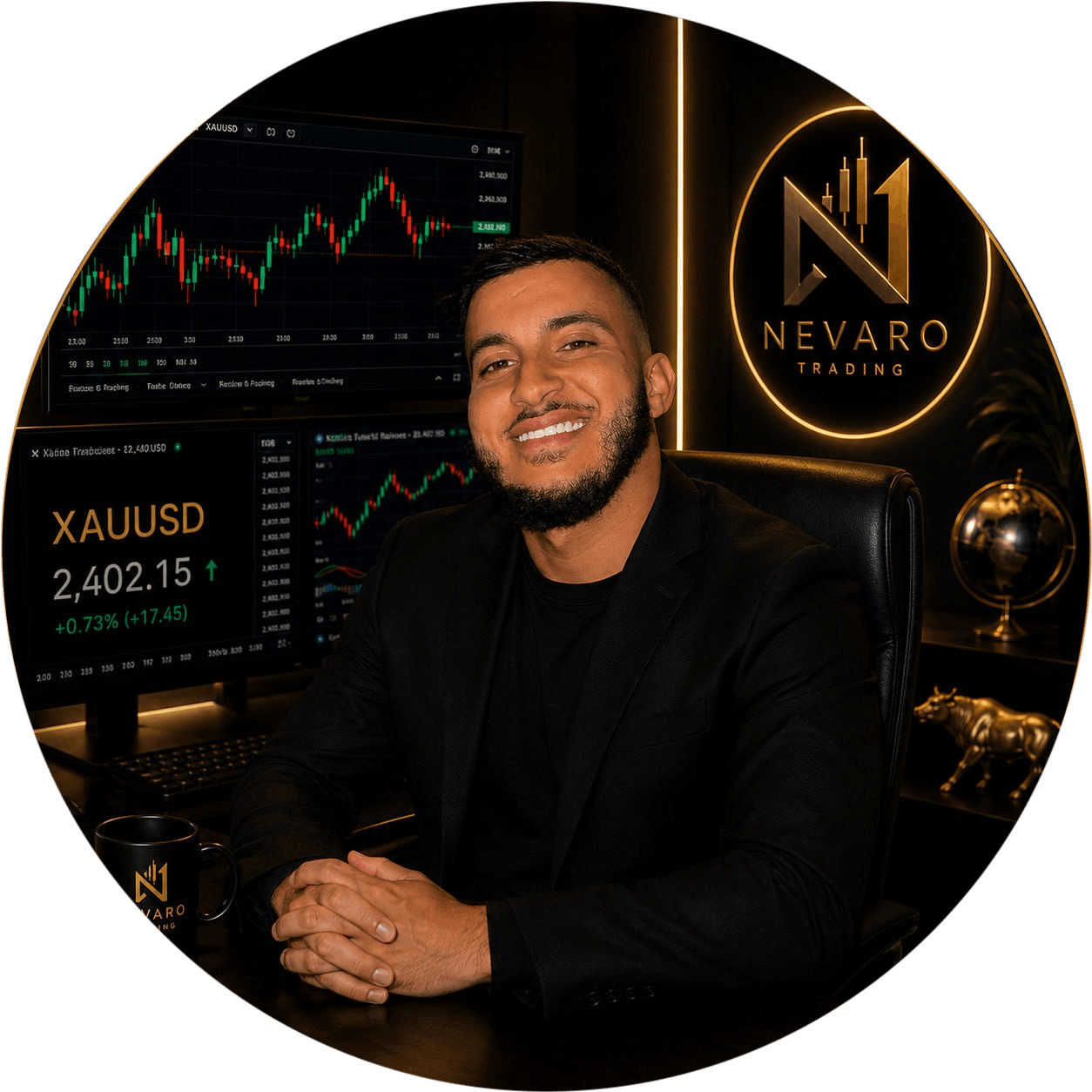 Zak, fondateur de Nevaro Trading, à son bureau de trading